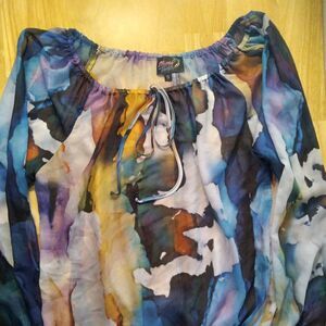 NWT Vintage Mango Tango Watercolor Sheer Crop Top